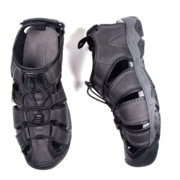 Khombu Men\'s Harry Active Gray Waterproof Outdoor Breathable Sandals Logo Shoes